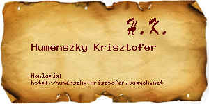 Humenszky Krisztofer névjegykártya